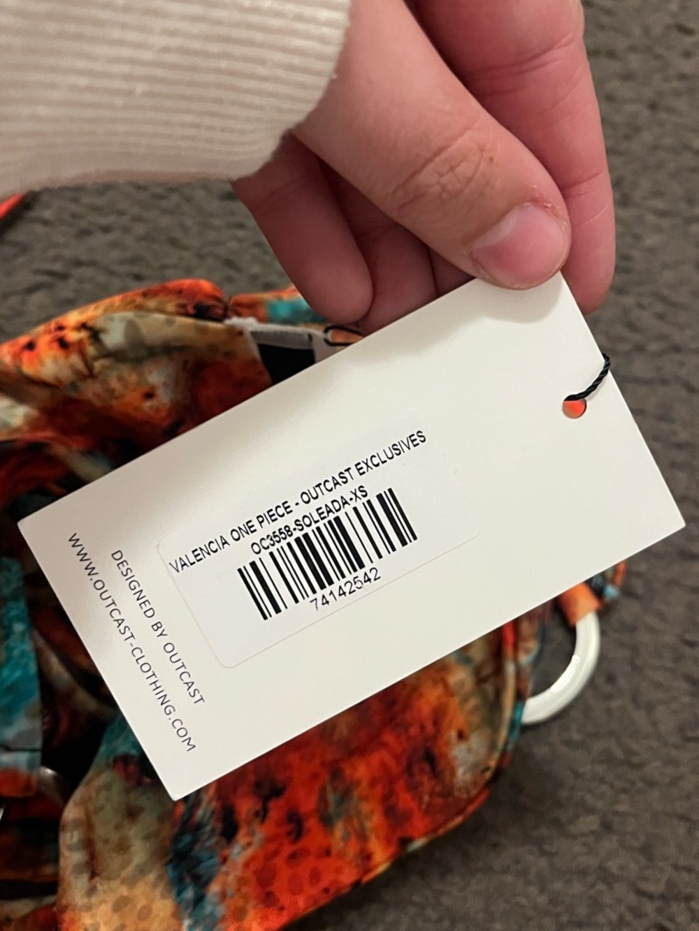 Cutout One-Piece Swimsuit in Abstract Orange Print - Picture 7 of 11